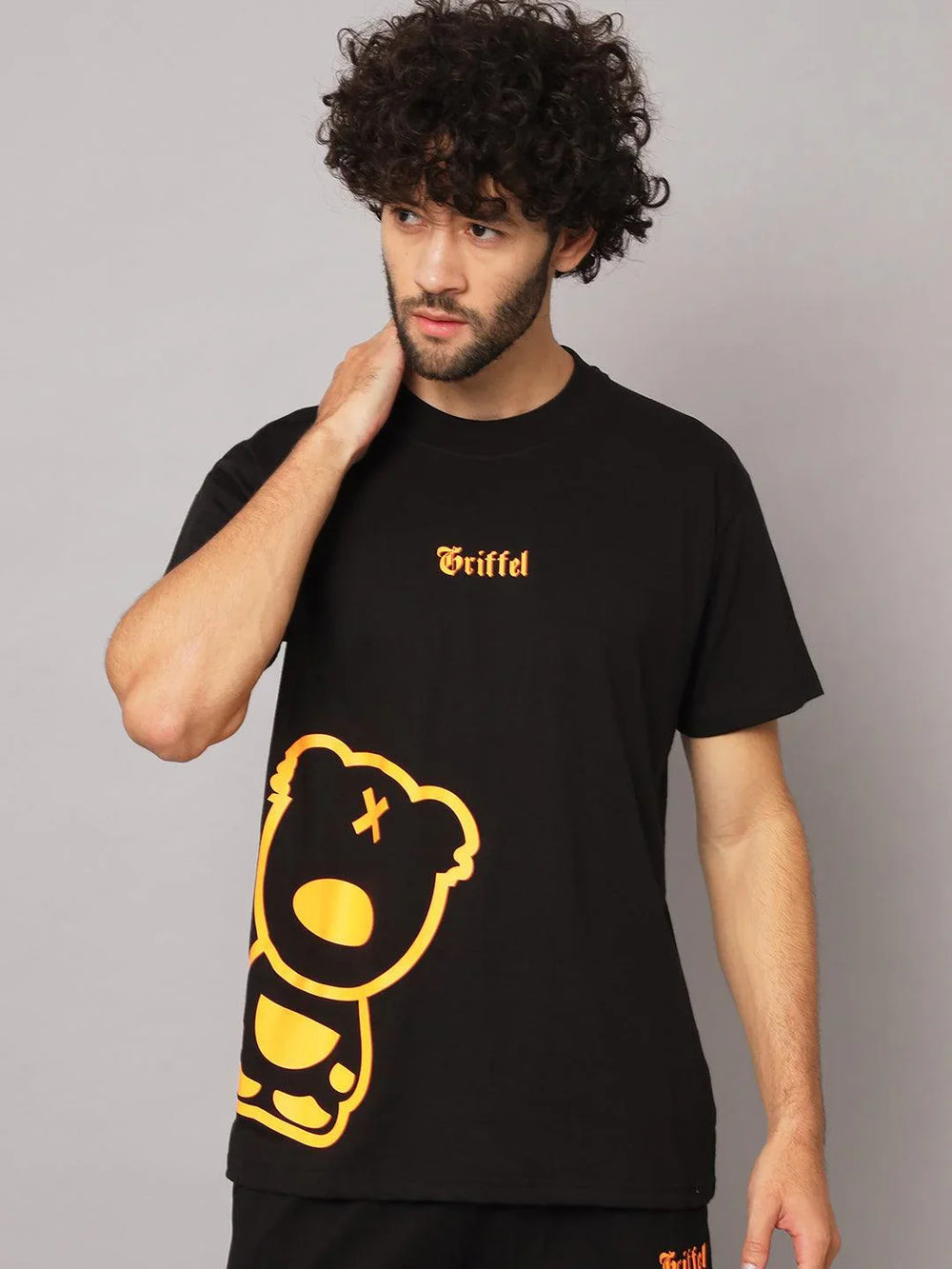 GRIFFEL Men Printed Black Teddy oversized T-shirt - griffel