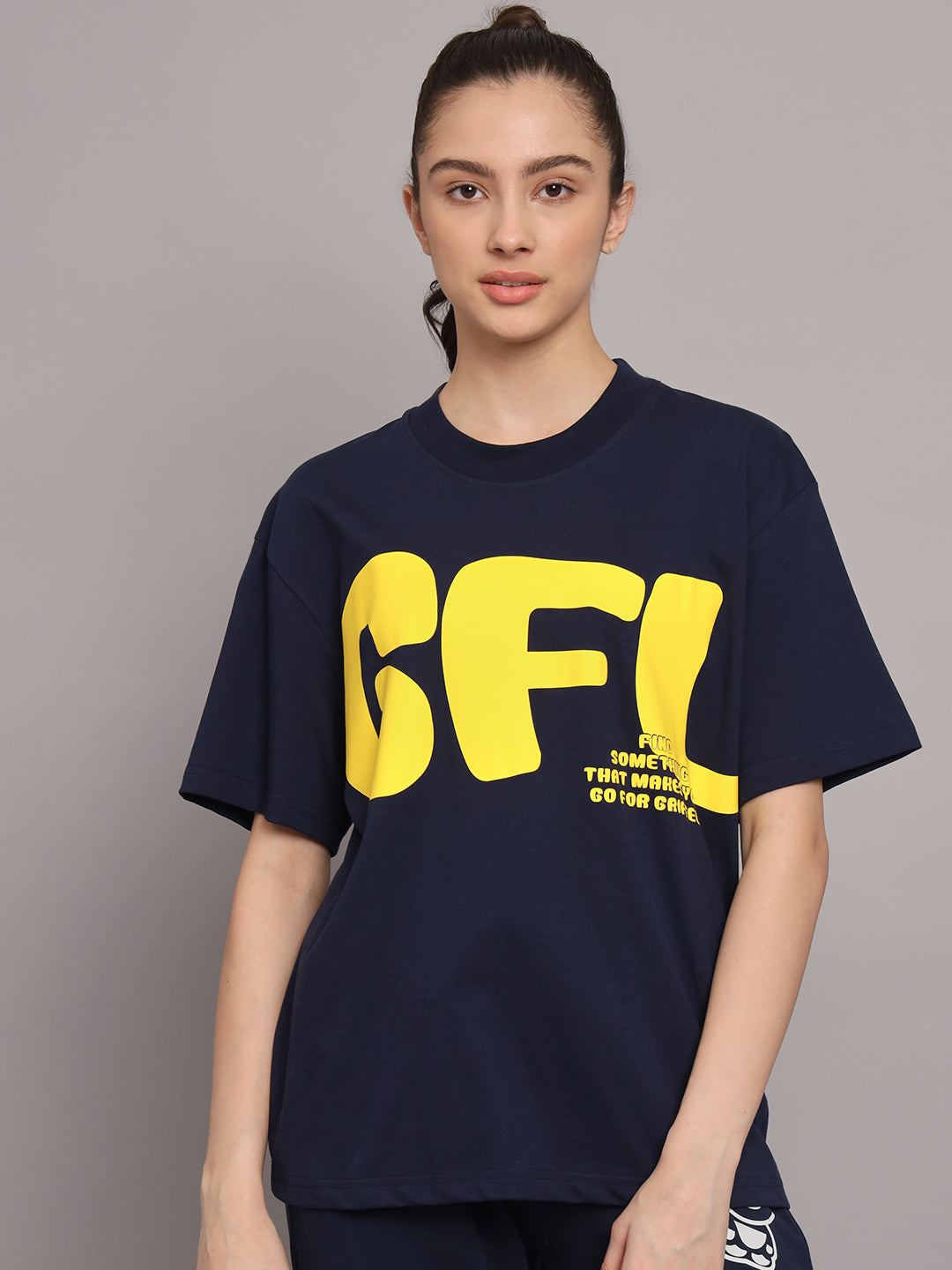 GRIFFEL Women Printed Loose fit Navy T-shirt - griffel