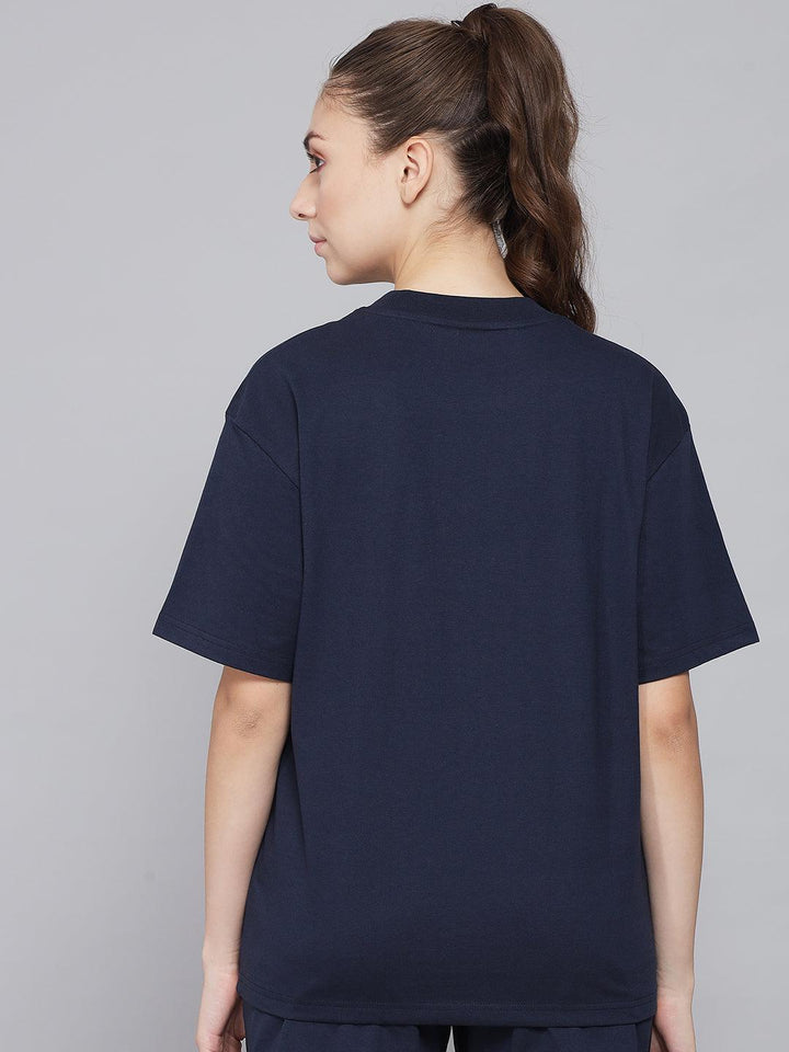GRIFFEL Women Placement Print Regular fit Navy T-shirt - griffel