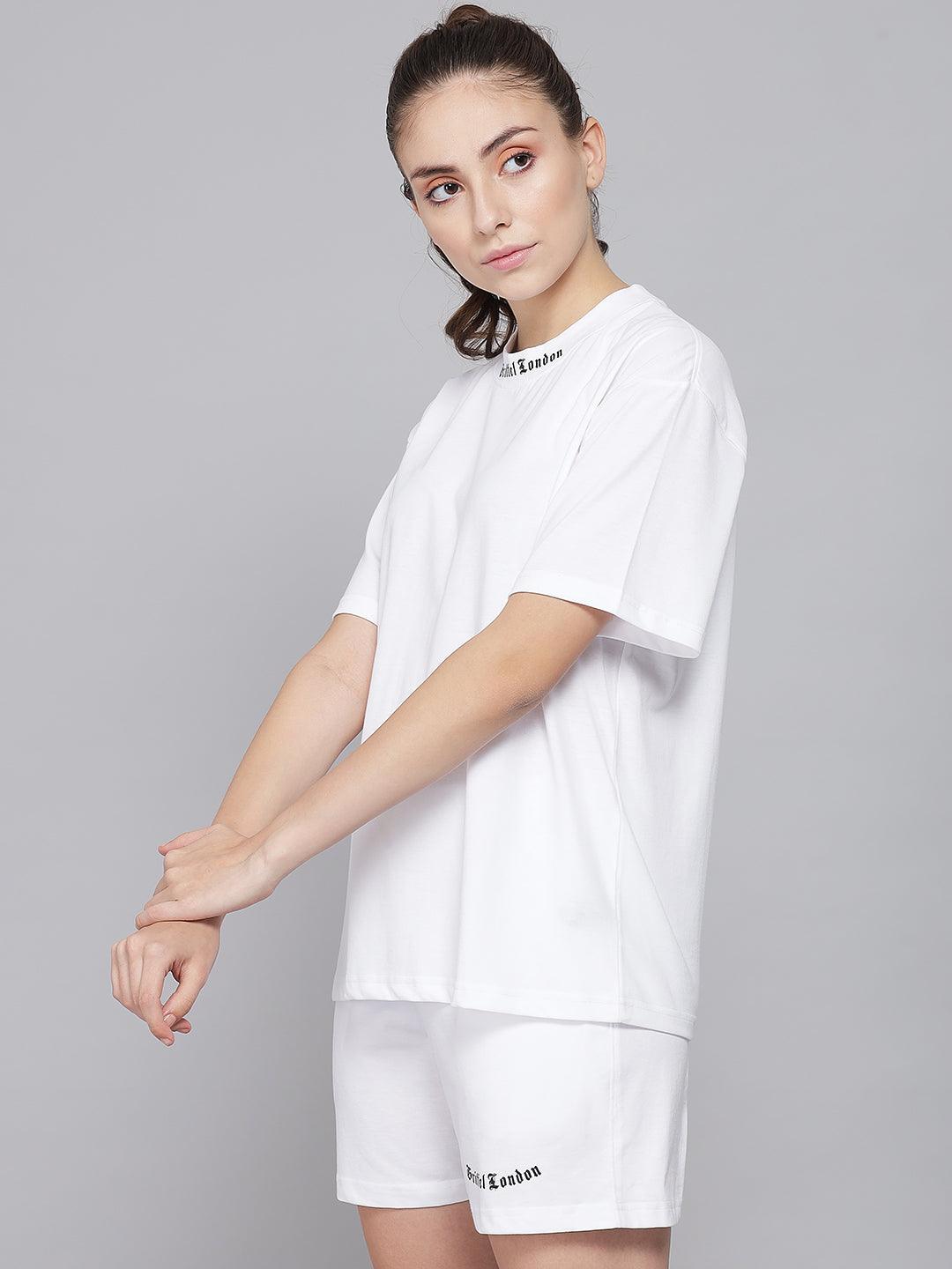 GRIFFEL Women Placement Print Regular fit White T-shirt - griffel