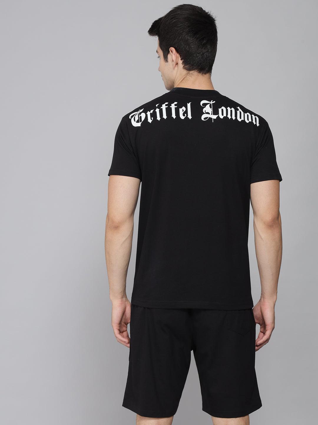 GRIFFEL Men All Colours Placement Print Regular fit T-shirt and Short Set - griffel