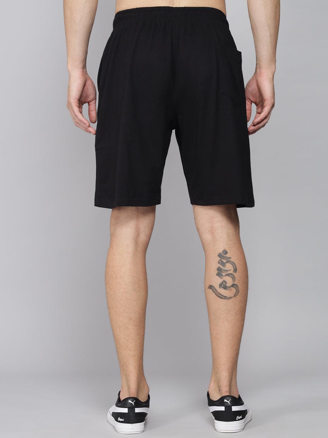 GRIFFEL Men Basic Solid Black Regular fit Shorts - griffel