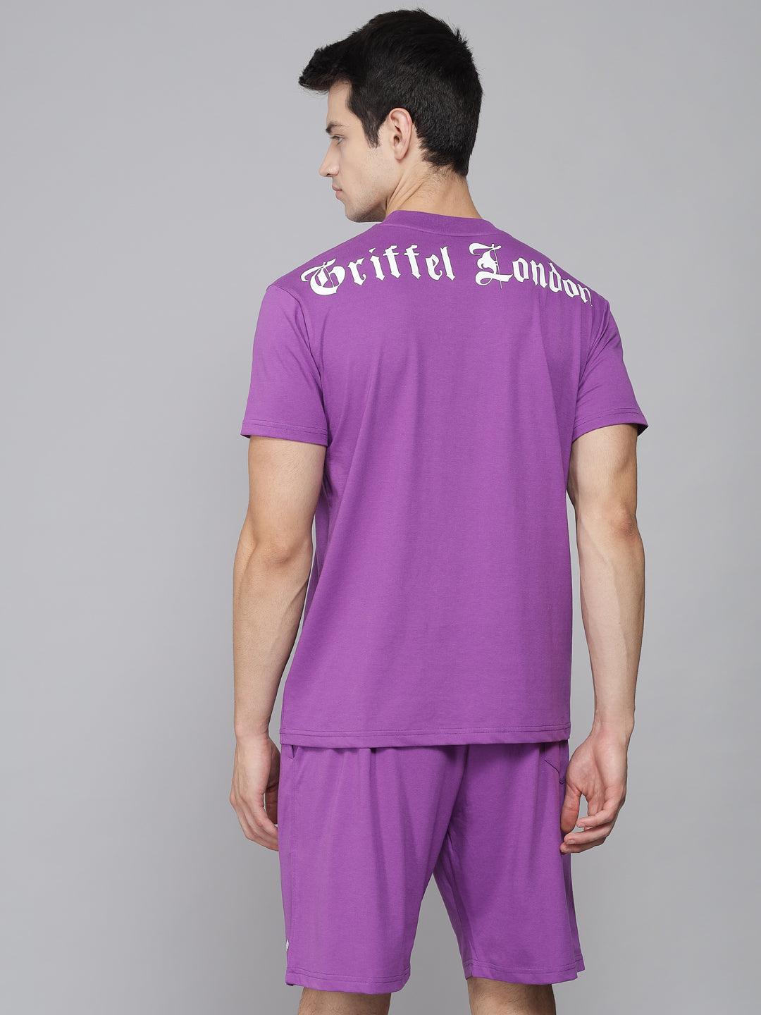 GRIFFEL Men All Colours Placement Print Regular fit T-shirt and Short Set - griffel