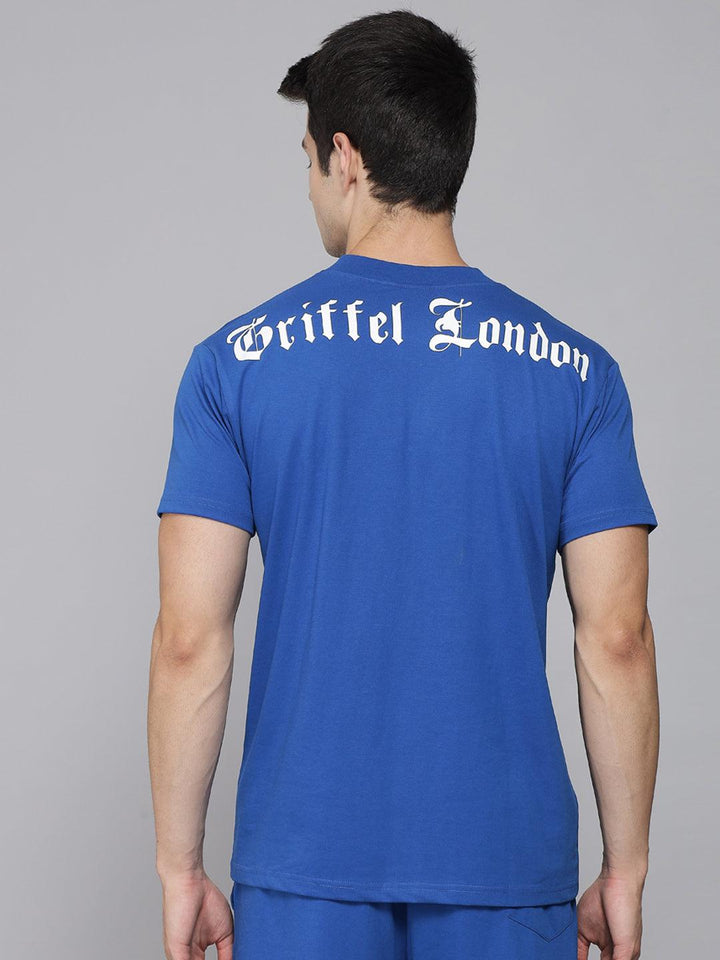 GRIFFEL Men Placement Print Royal Regular fit T-shirt and Short Set - griffel