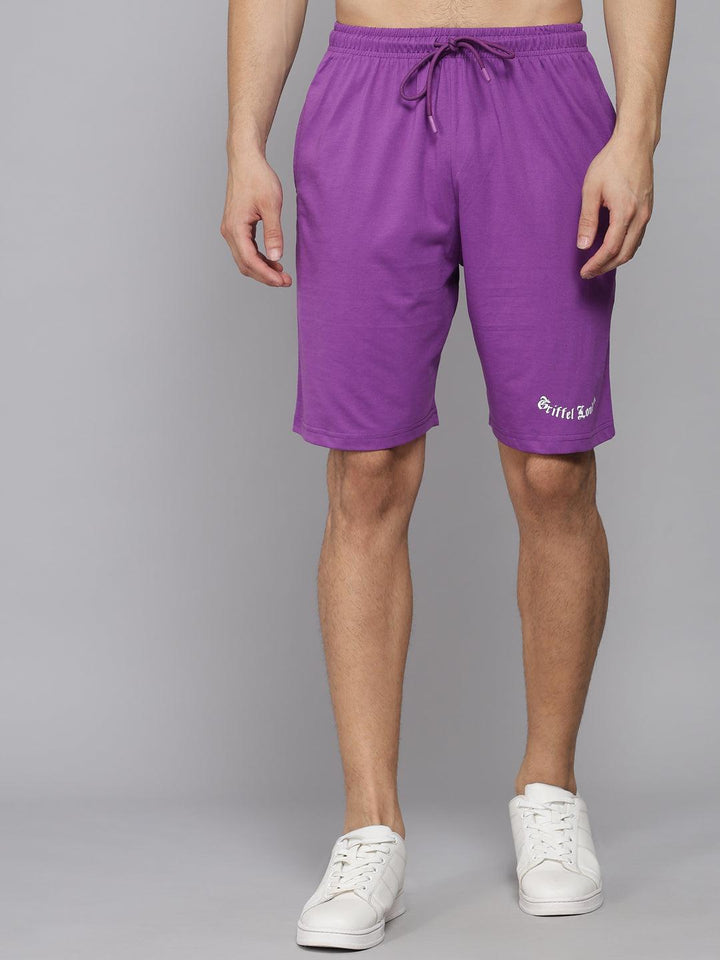 GRIFFEL Men Basic Solid Purple Regular fit Shorts - griffel