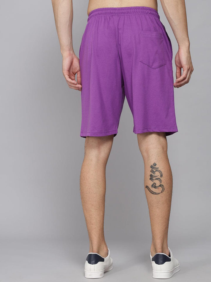 GRIFFEL Men Placement Print Purple Regular fit T-shirt and Short Set - griffel