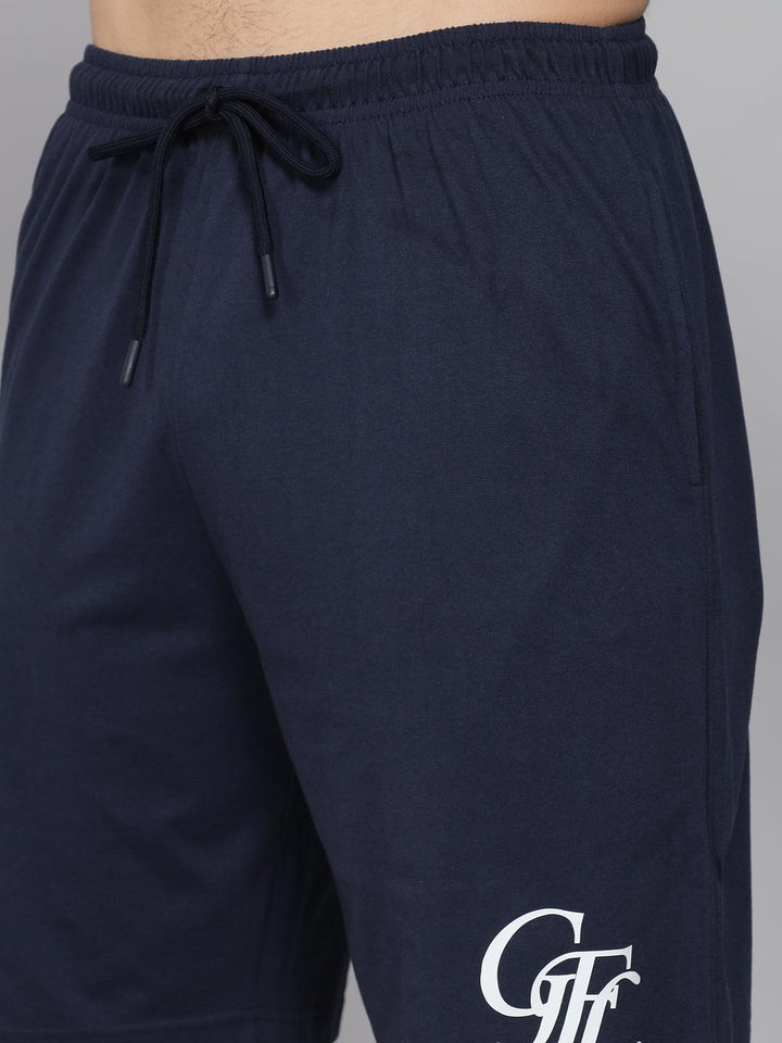 GRIFFEL Men Basic Solid Navy Regular fit Shorts - griffel