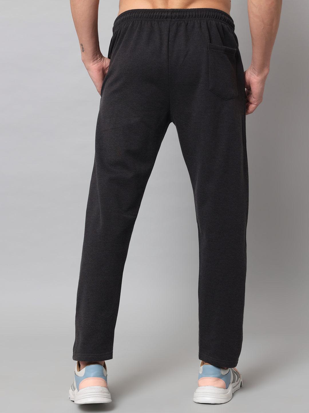 GRIFFEL Men Fleece Basic Solid Front Logo Anthra Trackpants - griffel