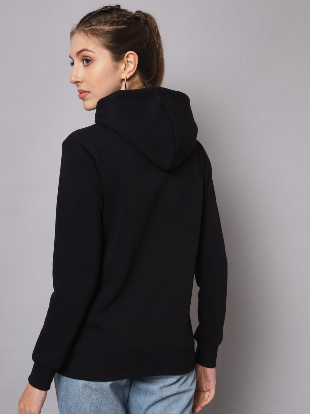 Copy of Griffel Women’s Cotton Fleece Full Sleeve Black Teddy Hoodie Sweatshirt - griffel
