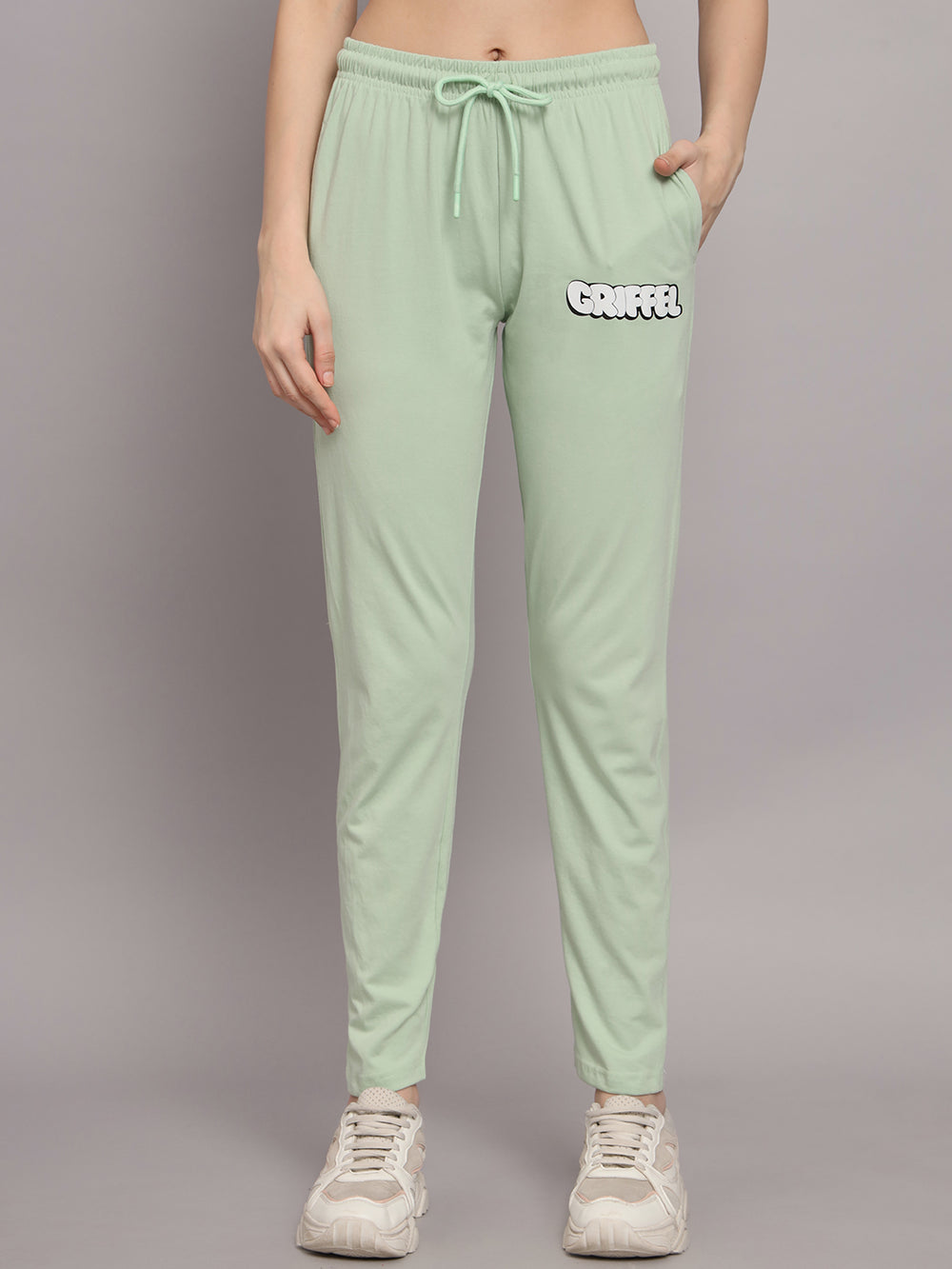 GRIFFEL Women Printed Oversized Loose fit Sea Green T-shirt and Trackpant Set - griffel