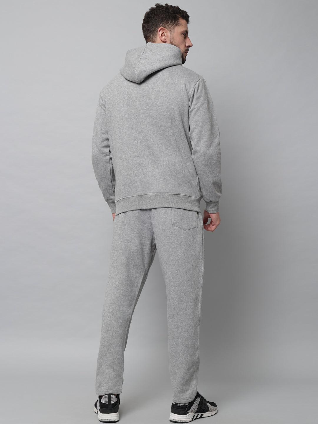 Hoodie Plain Grey Tracksuit Mens Griffel London Print Regular Fit