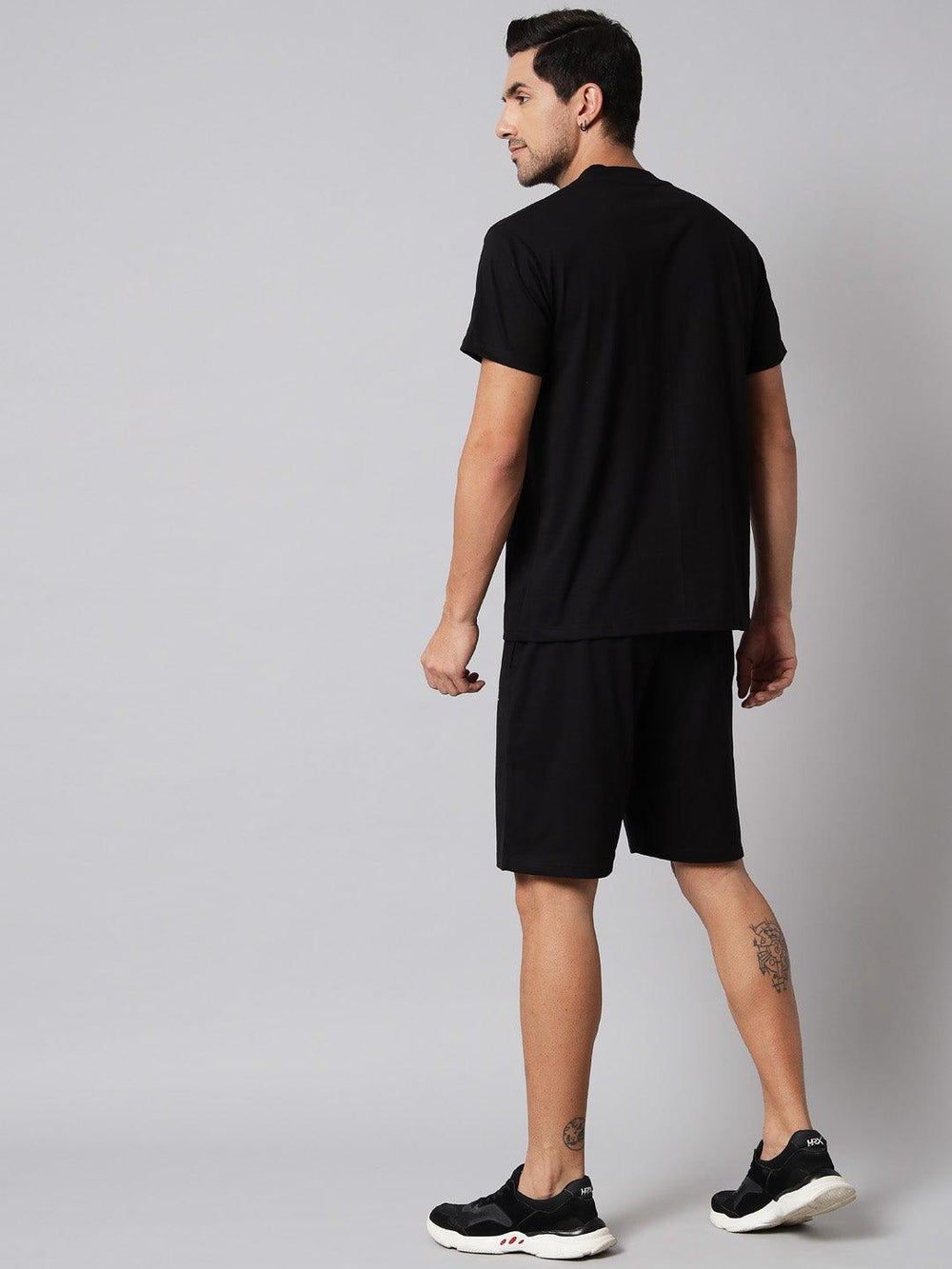 GRIFFEL Men Printed Black Regular fit T-shirt and Short Set - griffel