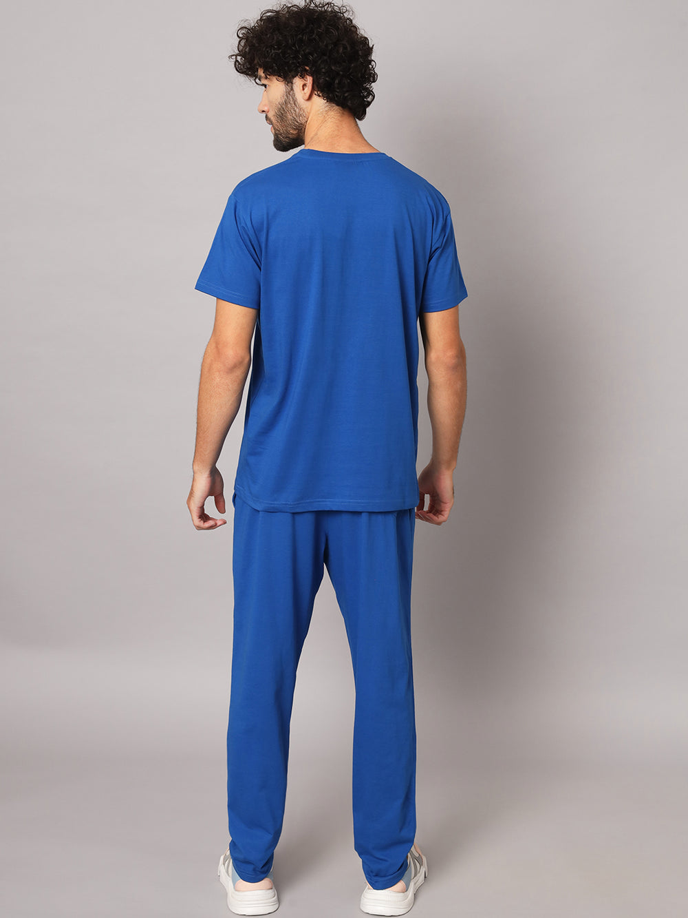 GRIFFEL Men Basic Solid Royal Regular Fit T-shirt and Trackpant Set - griffel
