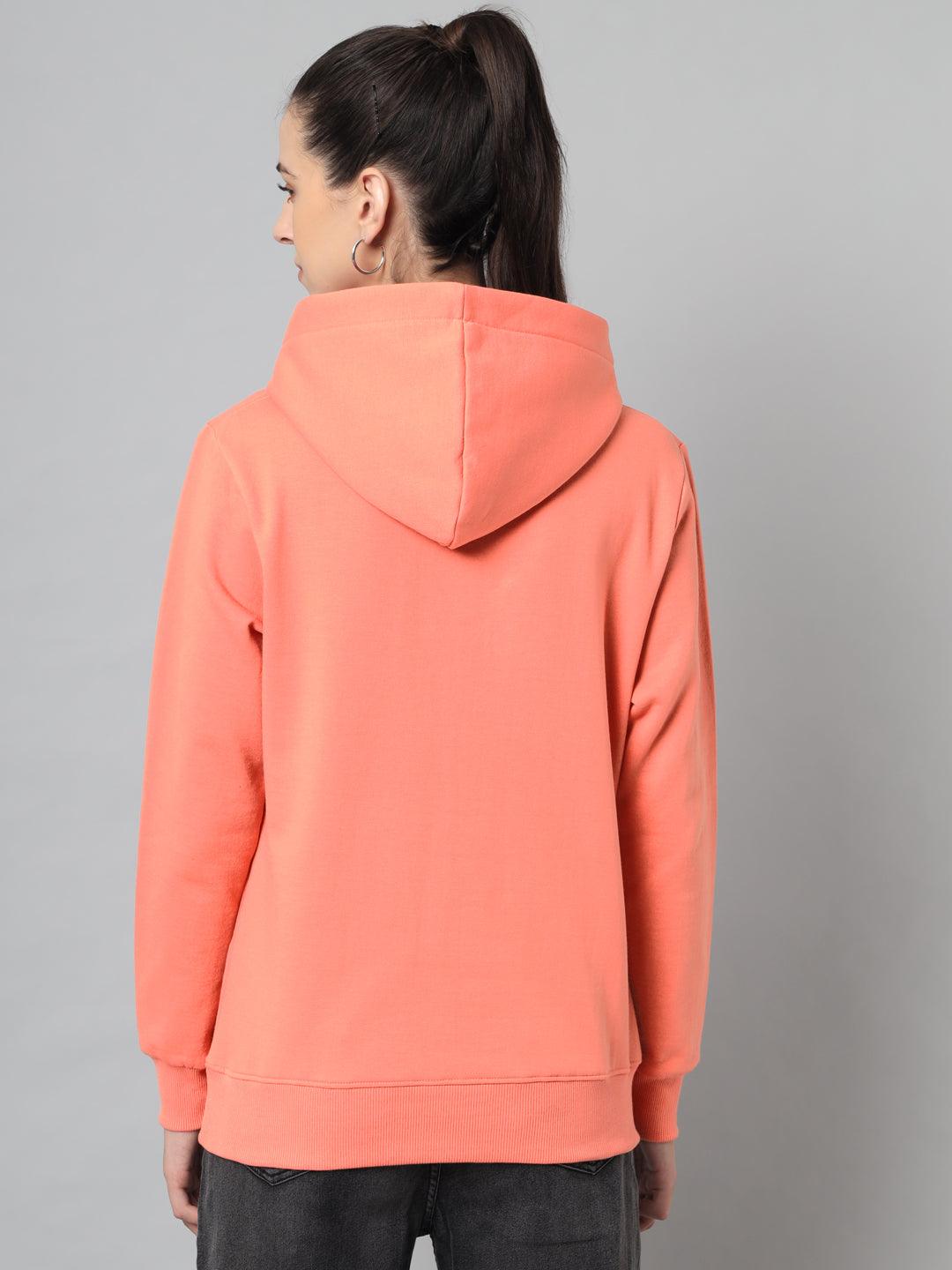 Griffel Women’s Cotton Fleece Full Sleeve Peach Hoodie Sweatshirt - griffel