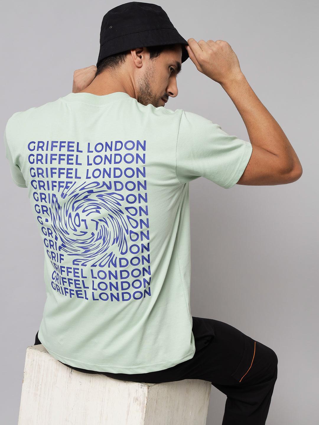 GRIFFEL Men Placement Print Green Regular fit T-shirt - griffel