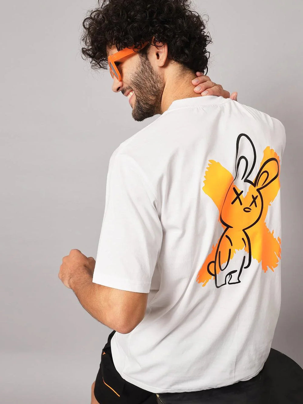 GRIFFEL Men White Bad bunny oversized T-shirt - griffel