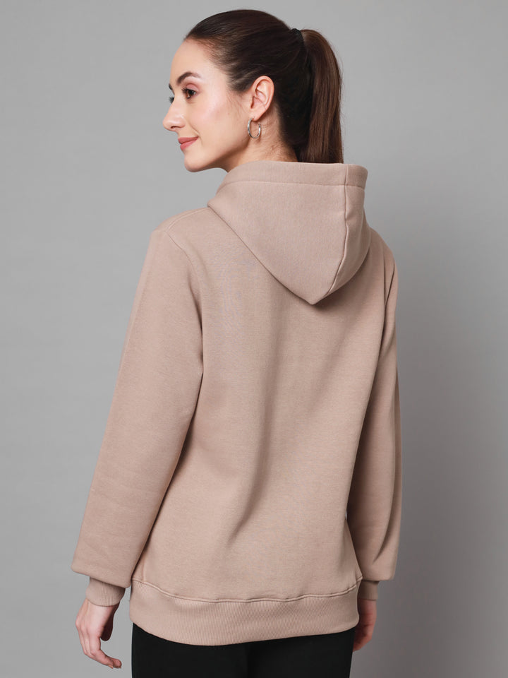 Griffel Women’s Cotton Fleece Full Sleeve Camel Hoodie Sweatshirt - griffel
