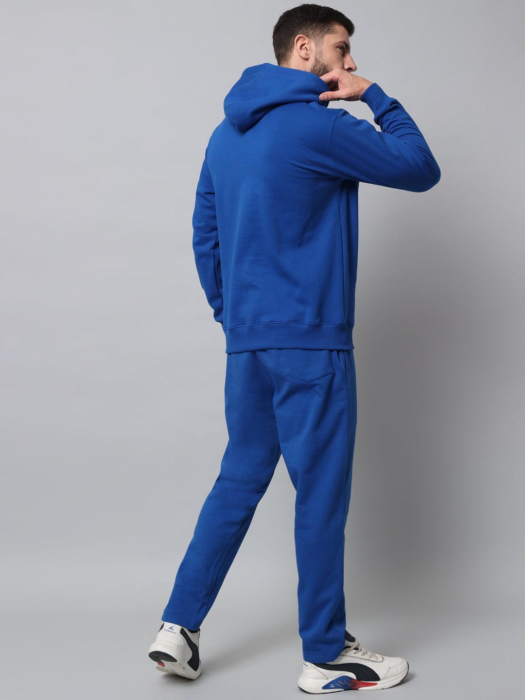 Griffel Men's Front Logo Solid Fleece Basic Hoodie and Joggers Full set Royal Tracksuit - griffel