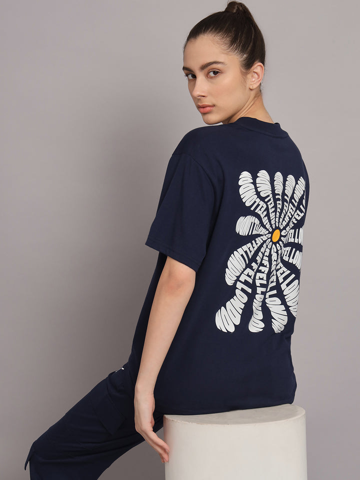 GRIFFEL Women Printed Loose fit Navy T-shirt - griffel