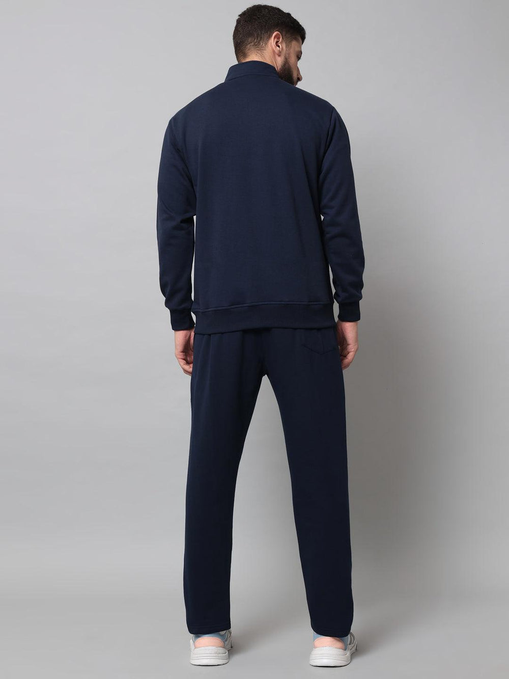 Griffel Men's Front Logo Fleece Zipper and Jogger Full set Navy Tracksuit - griffel