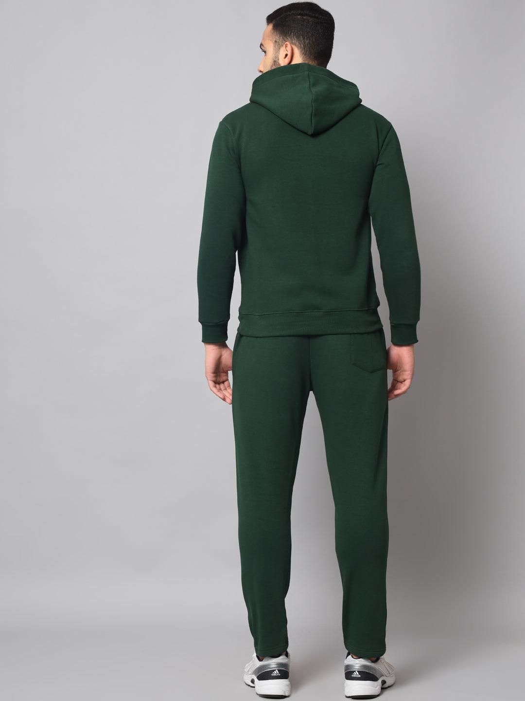 Griffel Men's Front Logo Solid Fleece Basic Hoodie and Joggers Full set Green Tracksuit - griffel