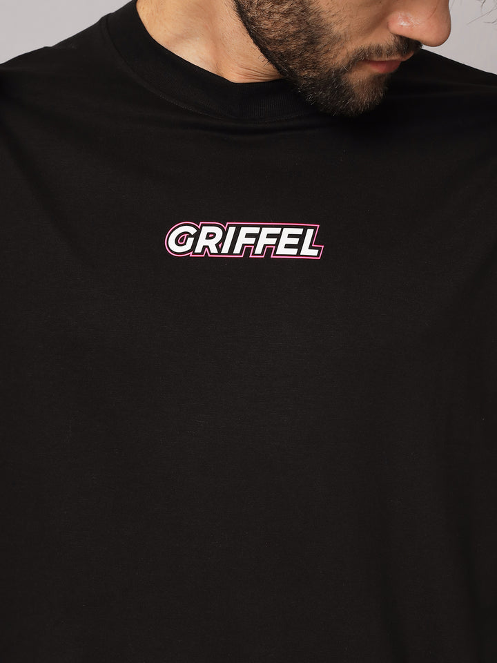 GRIFFEL Men Printed Black Loose fit T-shirt and Short Set - griffel