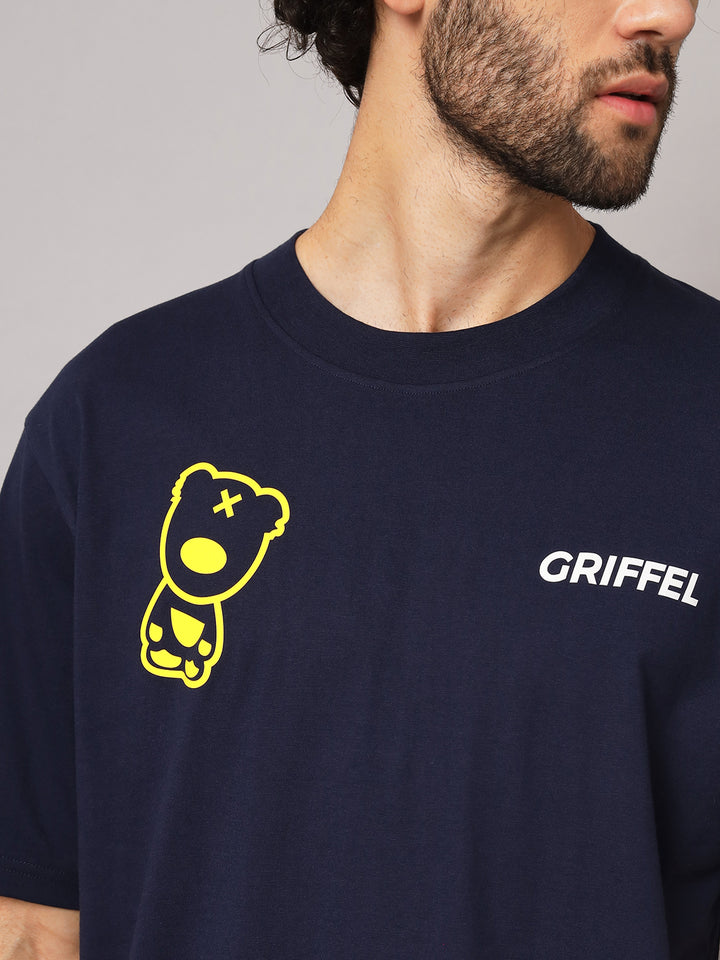GRIFFEL Men Printed Navy Loose fit T-shirt - griffel