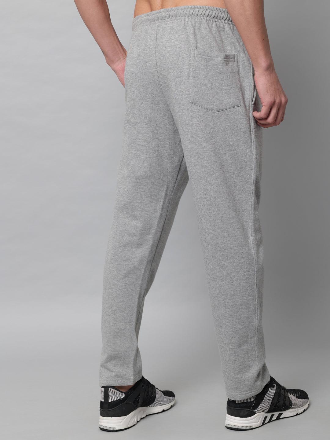 GRIFFEL Men Fleece Basic Solid Front Logo Grey Trackpants - griffel