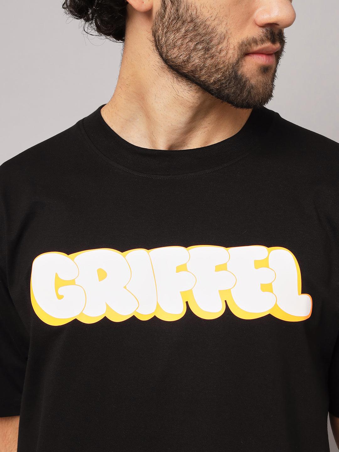 GRIFFEL Men Printed Black Loose fit T-shirt - griffel