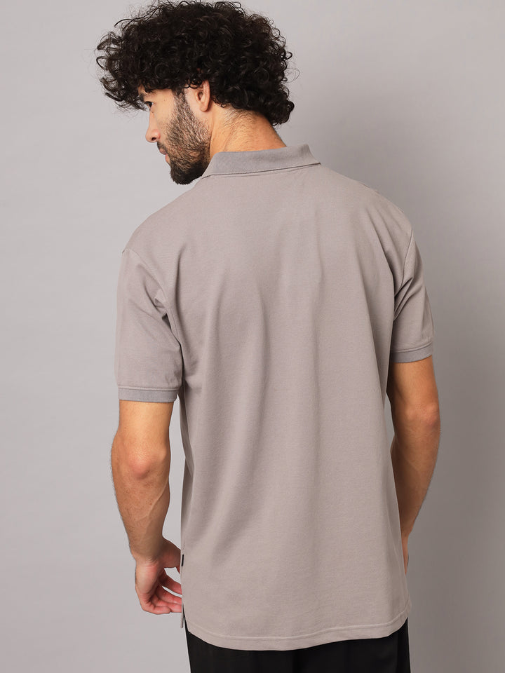 GRIFFEL Men's Steel Grey Cotton Polo T-shirt - griffel