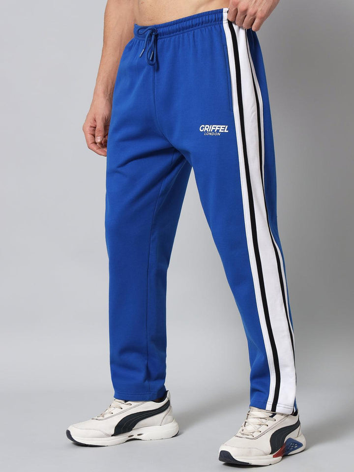 GRIFFEL Men Fleece Color Blocked Front Logo Royal Trackpants - griffel