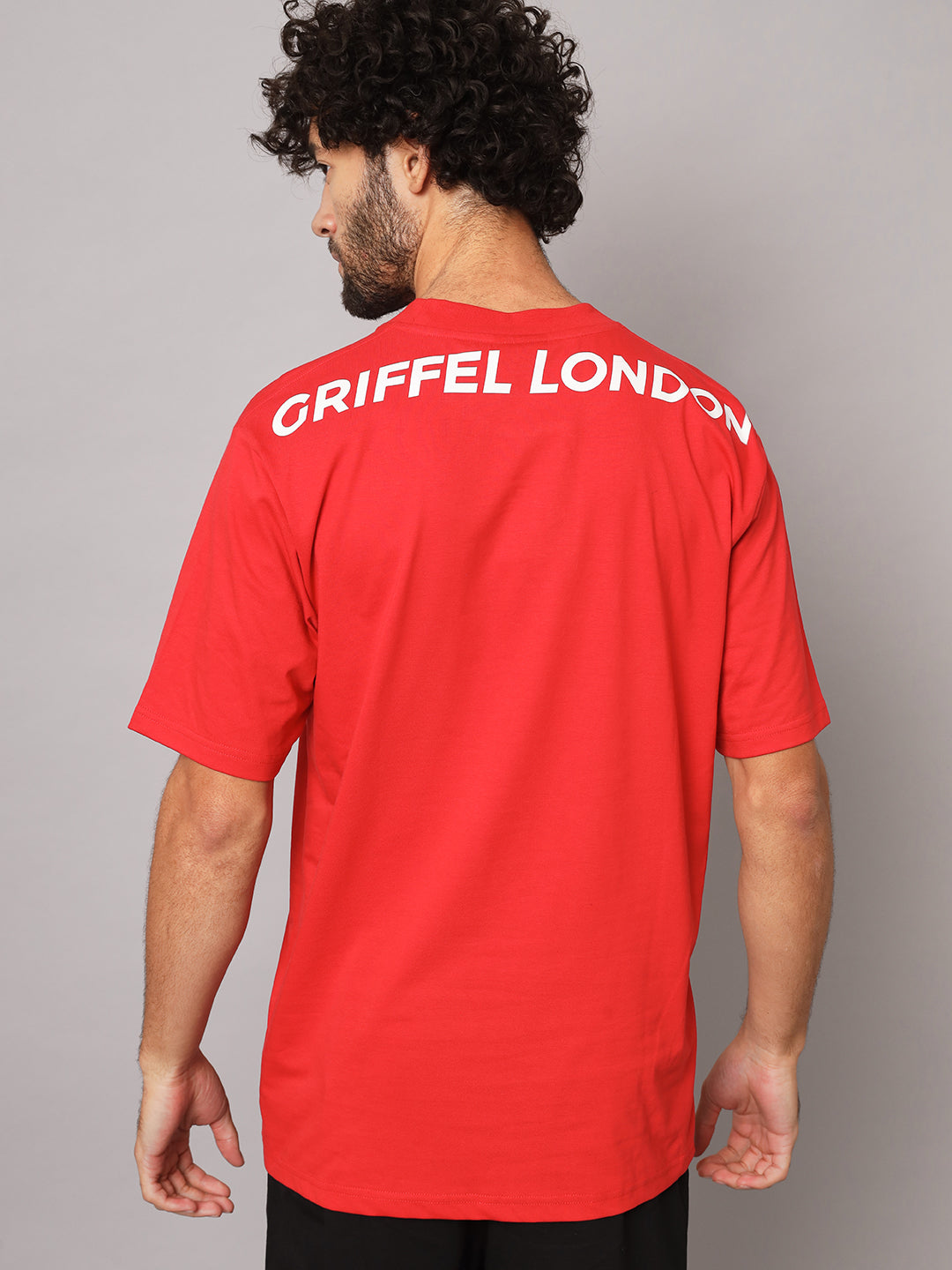 GRIFFEL Men Printed Red Loose fit T-shirt and Short Set - griffel