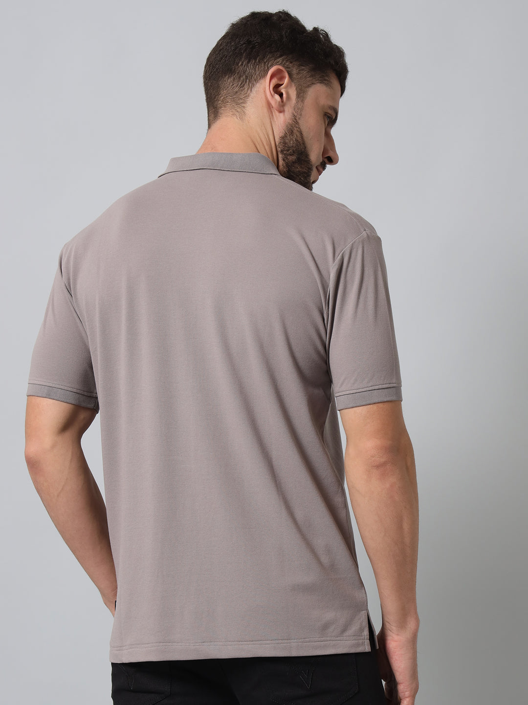 GRIFFEL Men's Steel Grey Cotton Polo T-shirt