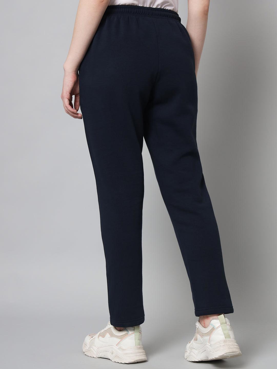Griffel Women’s Front Logo Basic Solid Navy Trackpant - griffel