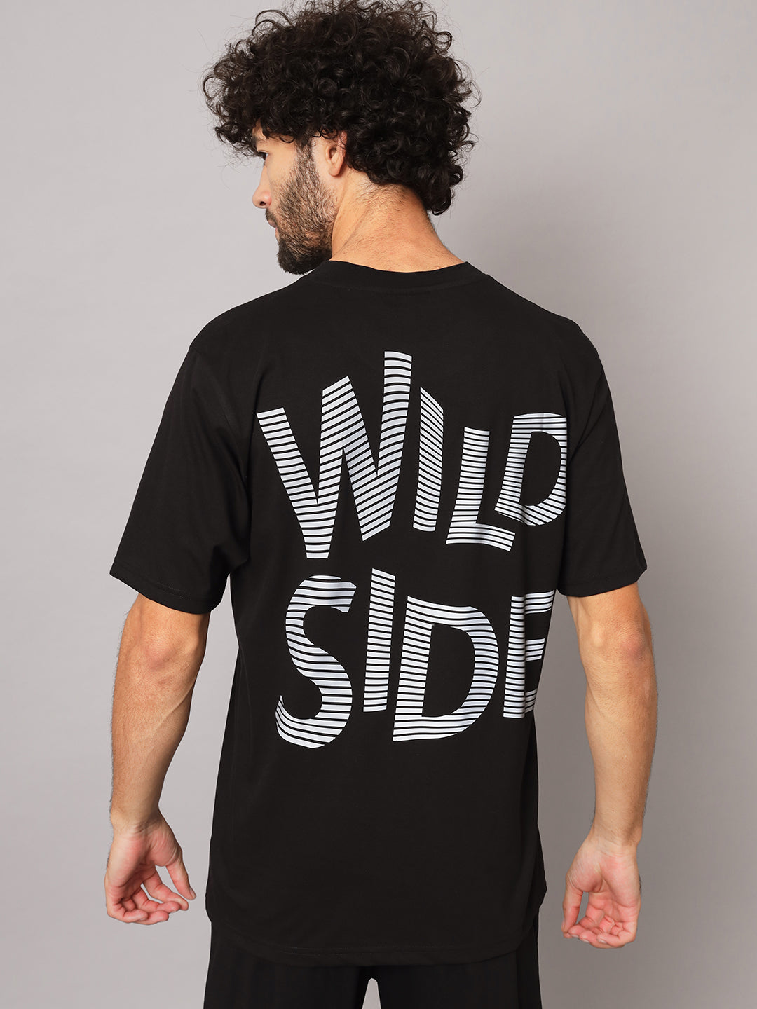 GRIFFEL Men Printed Black WILD SIDE Oversized T-shirt - griffel