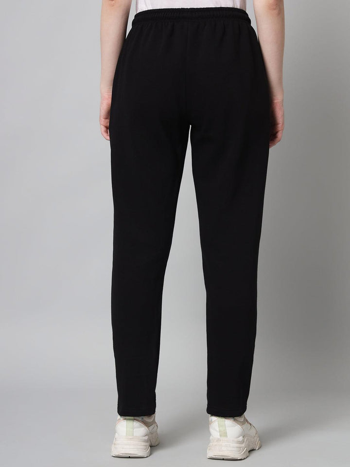 Griffel Women’s Front Logo Basic Solid Black Trackpant - griffel