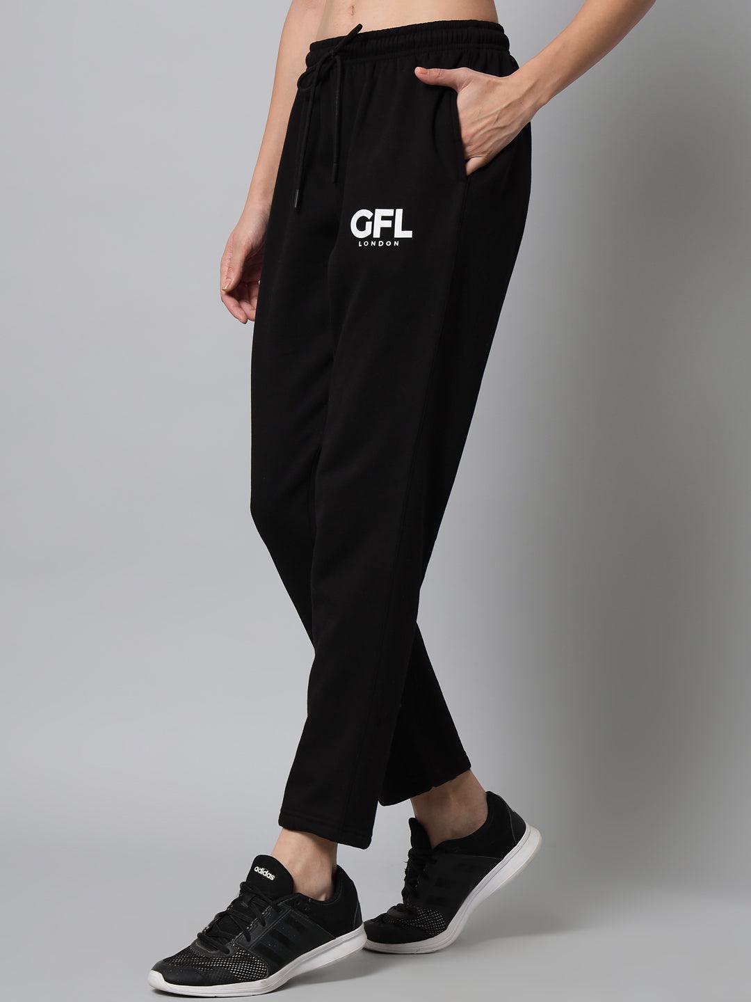 Griffel Women’s Front Logo Printed Black Trackpant - griffel