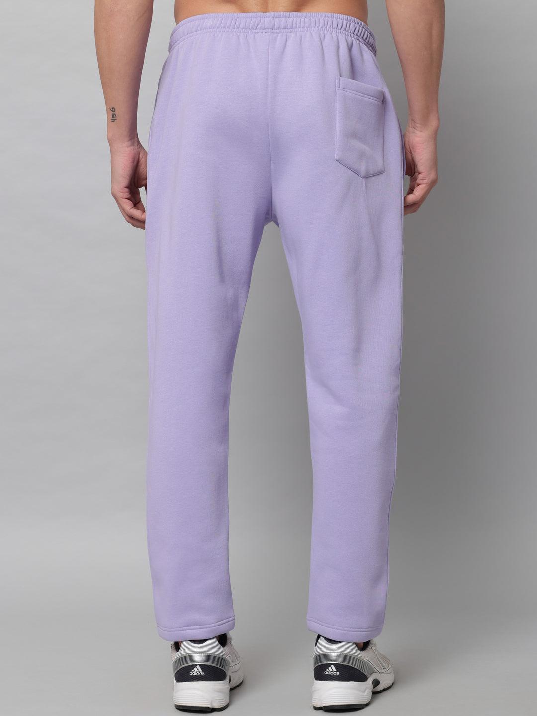 GRIFFEL Men Fleece Basic Solid Front Logo Mauve Trackpants - griffel