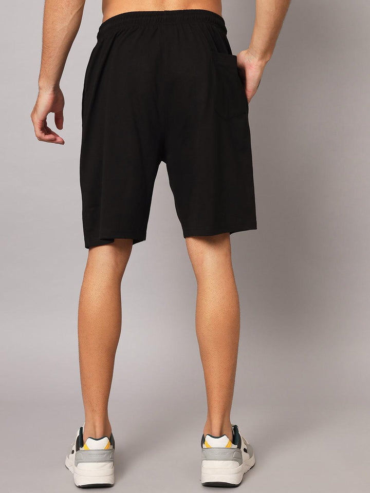 GRIFFEL Men Basic Solid Black Loose fit Shorts - griffel