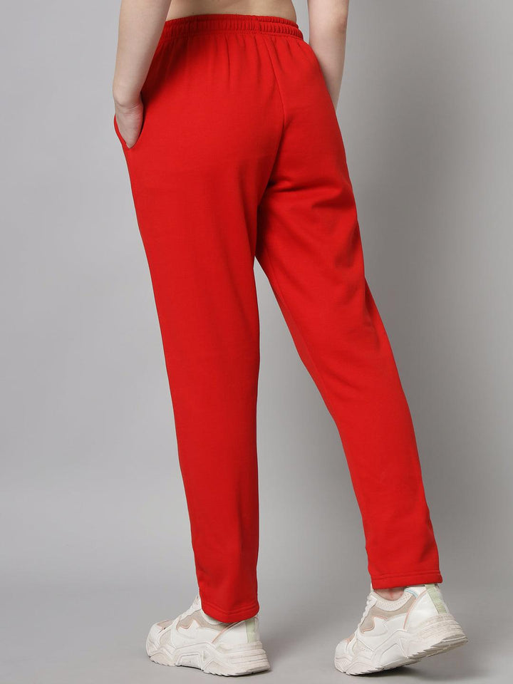 Griffel Women’s Front Logo Basic Solid Red Trackpant - griffel