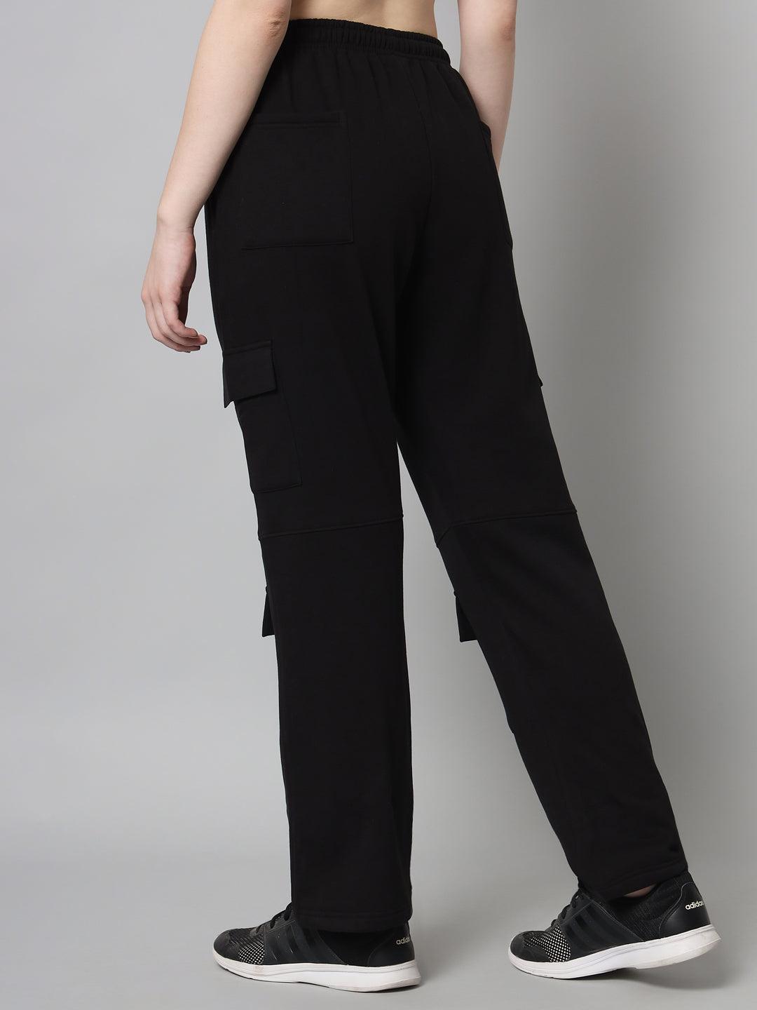 Griffel Women’s Front Teddy Logo 6 Pocket Grey Black Trackpant - griffel