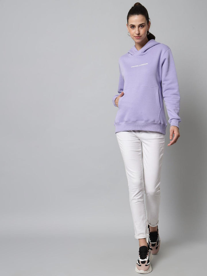 Griffel Women’s Cotton Fleece Full Sleeve Mauve Hoodie Sweatshirt - griffel