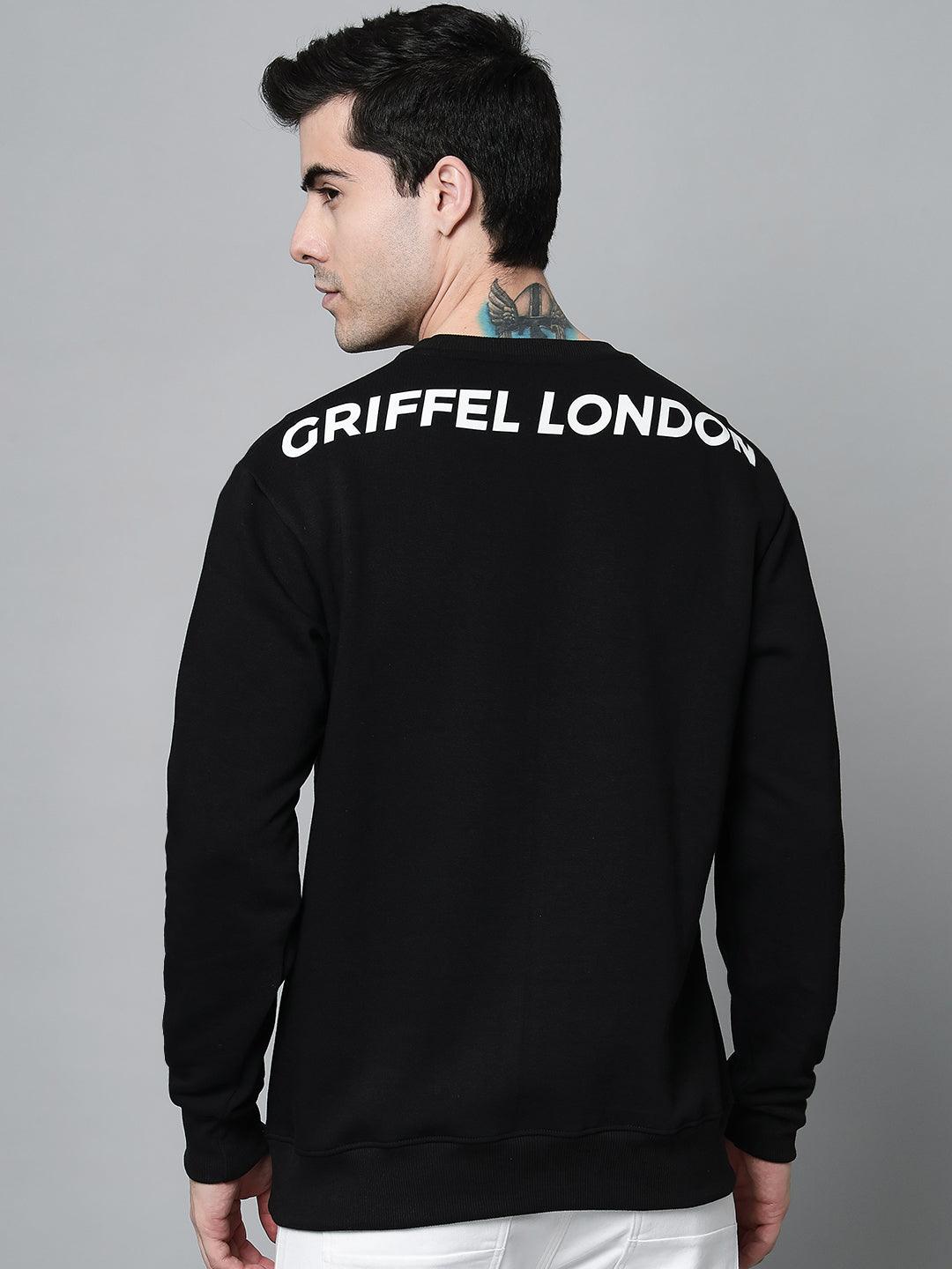 Griffel Men's Cotton Fleece Printed Sweatshirt with Long Sleeve and Front Logo Print - griffel