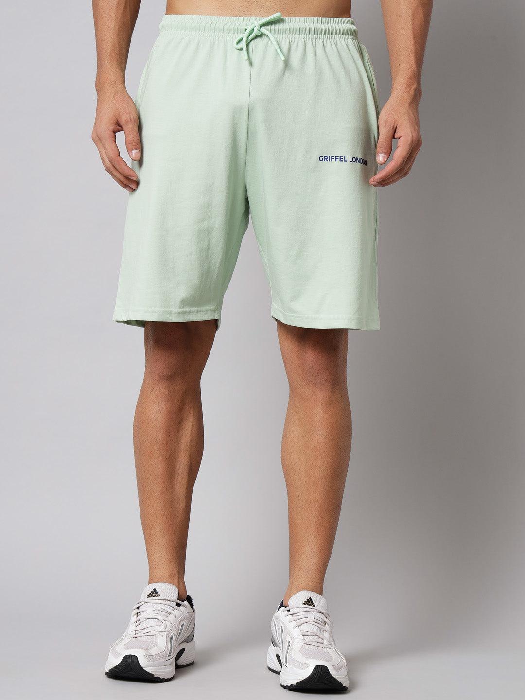 GRIFFEL Men Printed Sea Green Regular fit T-shirt and Short Set - griffel