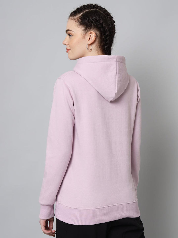 Griffel Women’s Cotton Fleece Full Sleeve Hoodie Light Purple Printed Sweatshirt - griffel