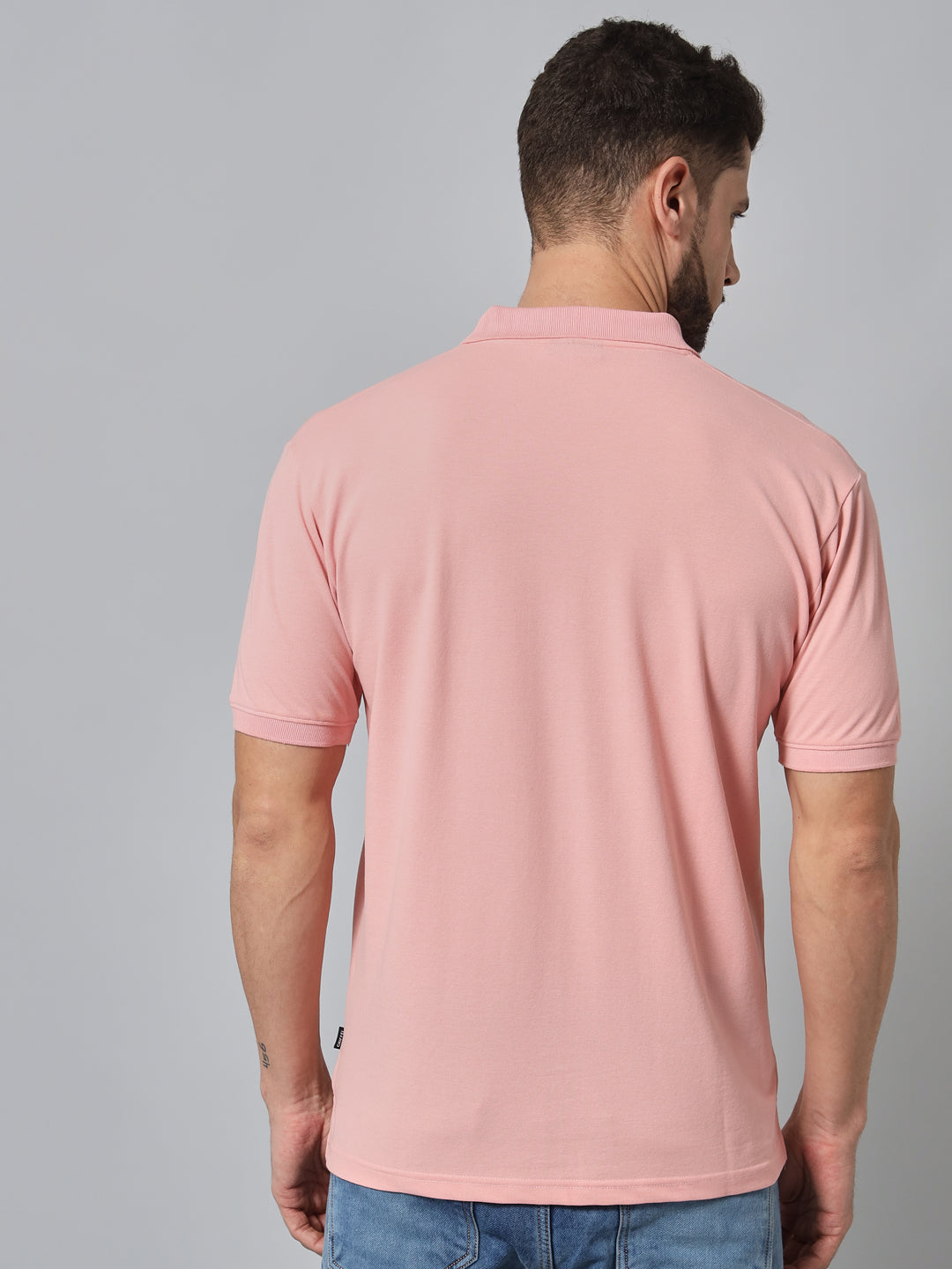 GRIFFEL Men's Peach Cotton Polo T-shirt - griffel