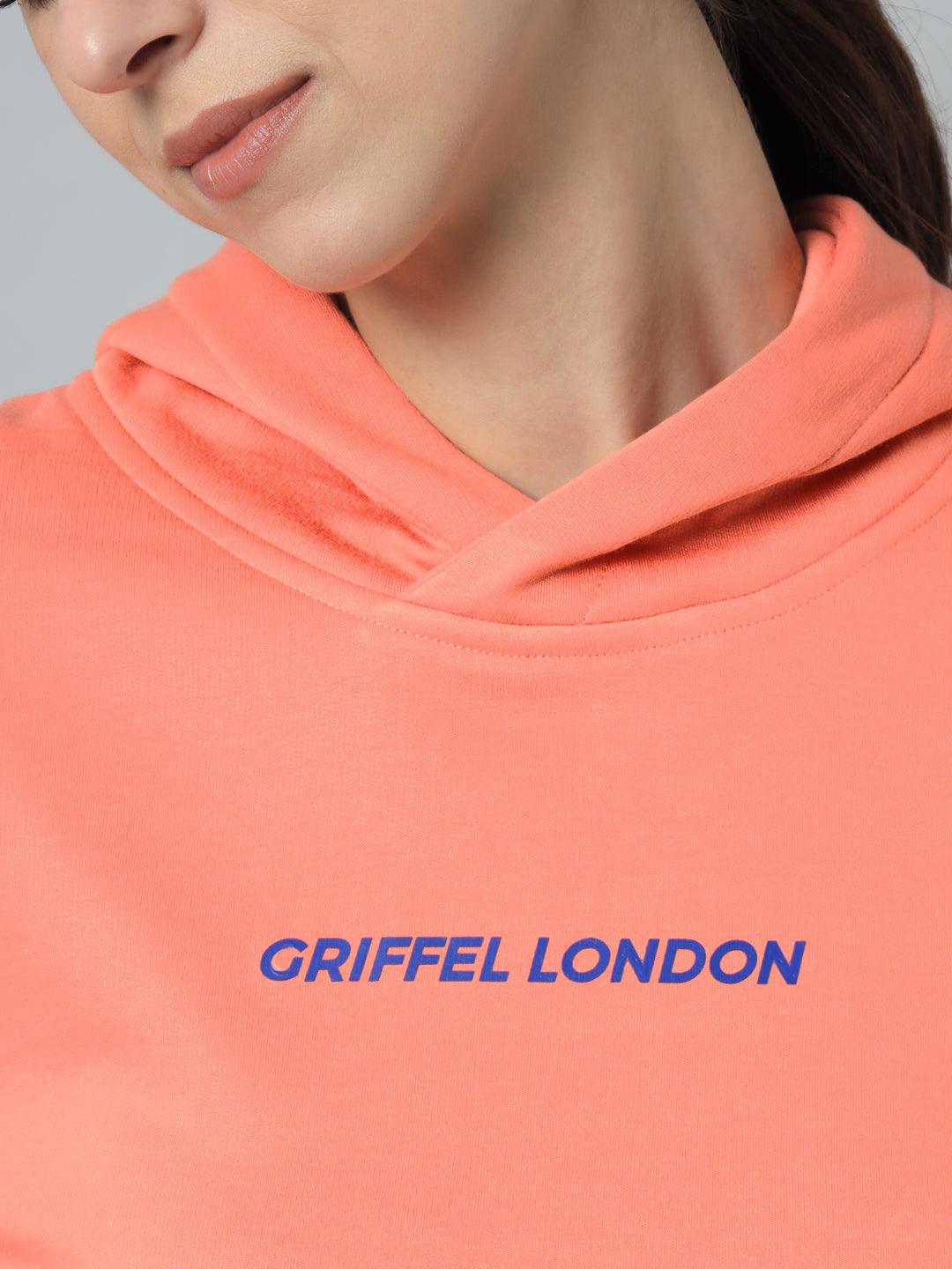 Griffel Women’s Cotton Fleece Full Sleeve Peach Hoodie Sweatshirt - griffel