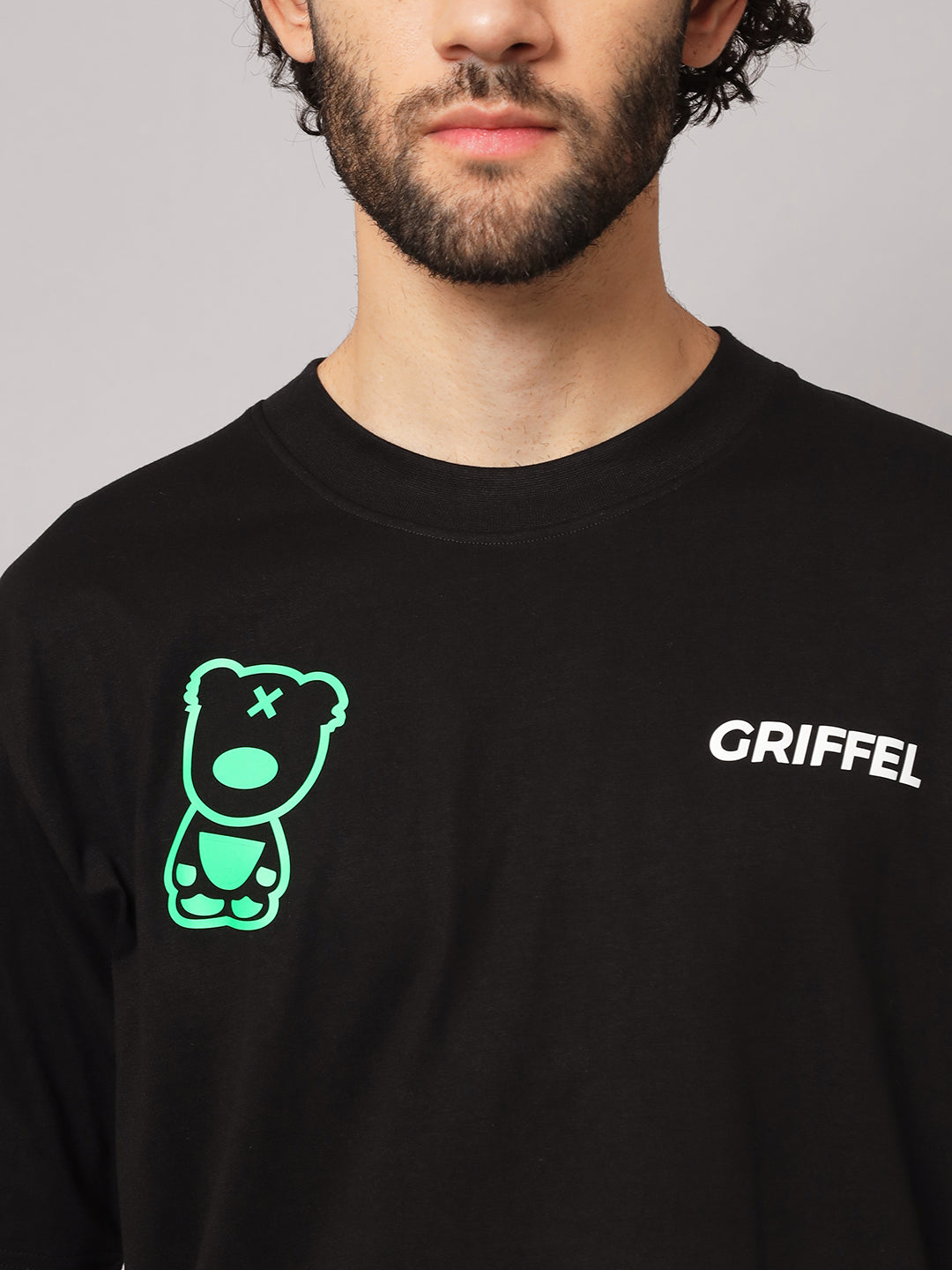GRIFFEL Men Printed Black Loose fit T-shirt and Short Set - griffel