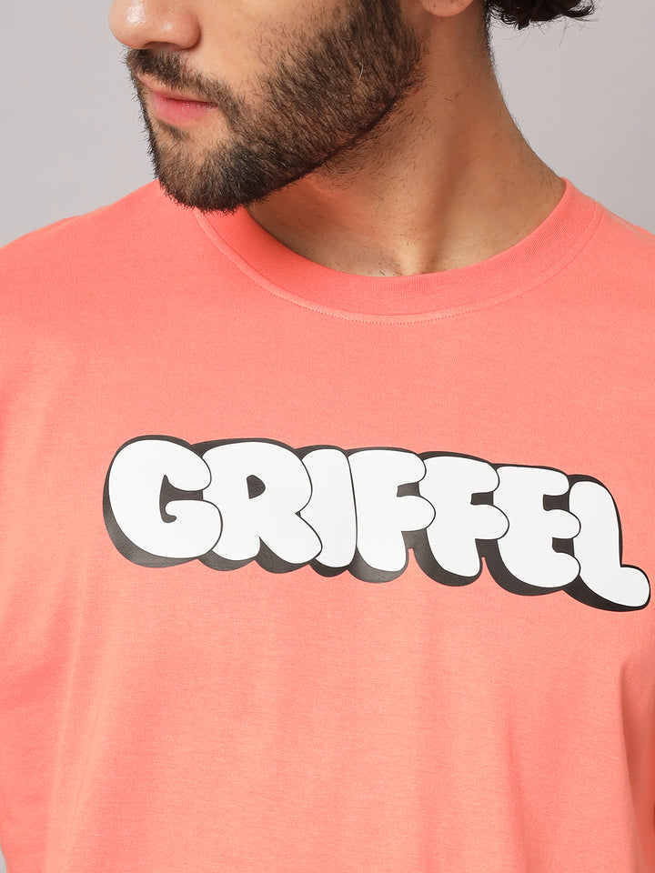 GRIFFEL Men Basic Solid Peach Regular Fit T-shirt and Trackpant Set - griffel