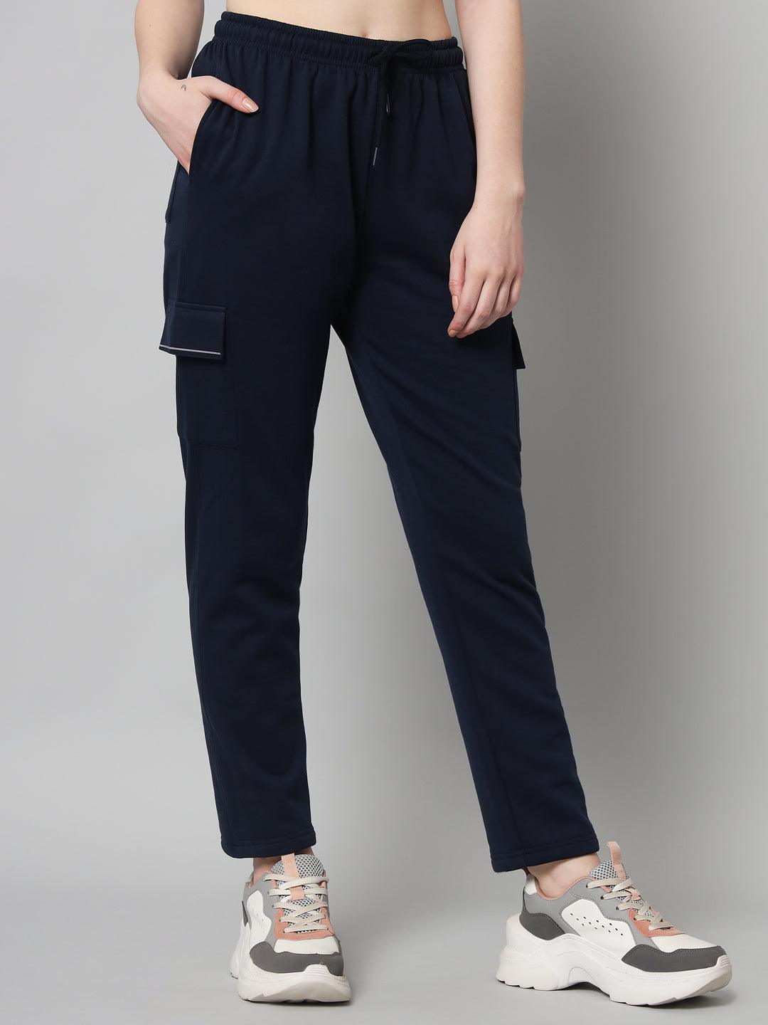 Griffel Women’s Front Logo 6 Pocket Grey Navy Trackpant - griffel